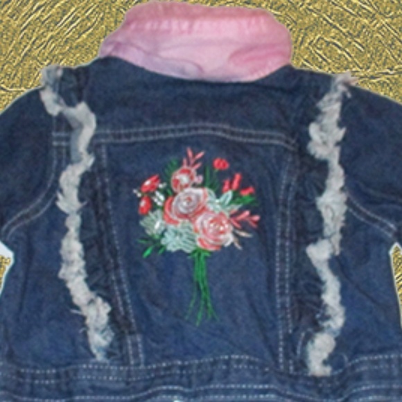 Nannette Kids Faux Pink Fur & Fringe Jean Jacket - Size 12 Months - Like New - Picture 6 of 6